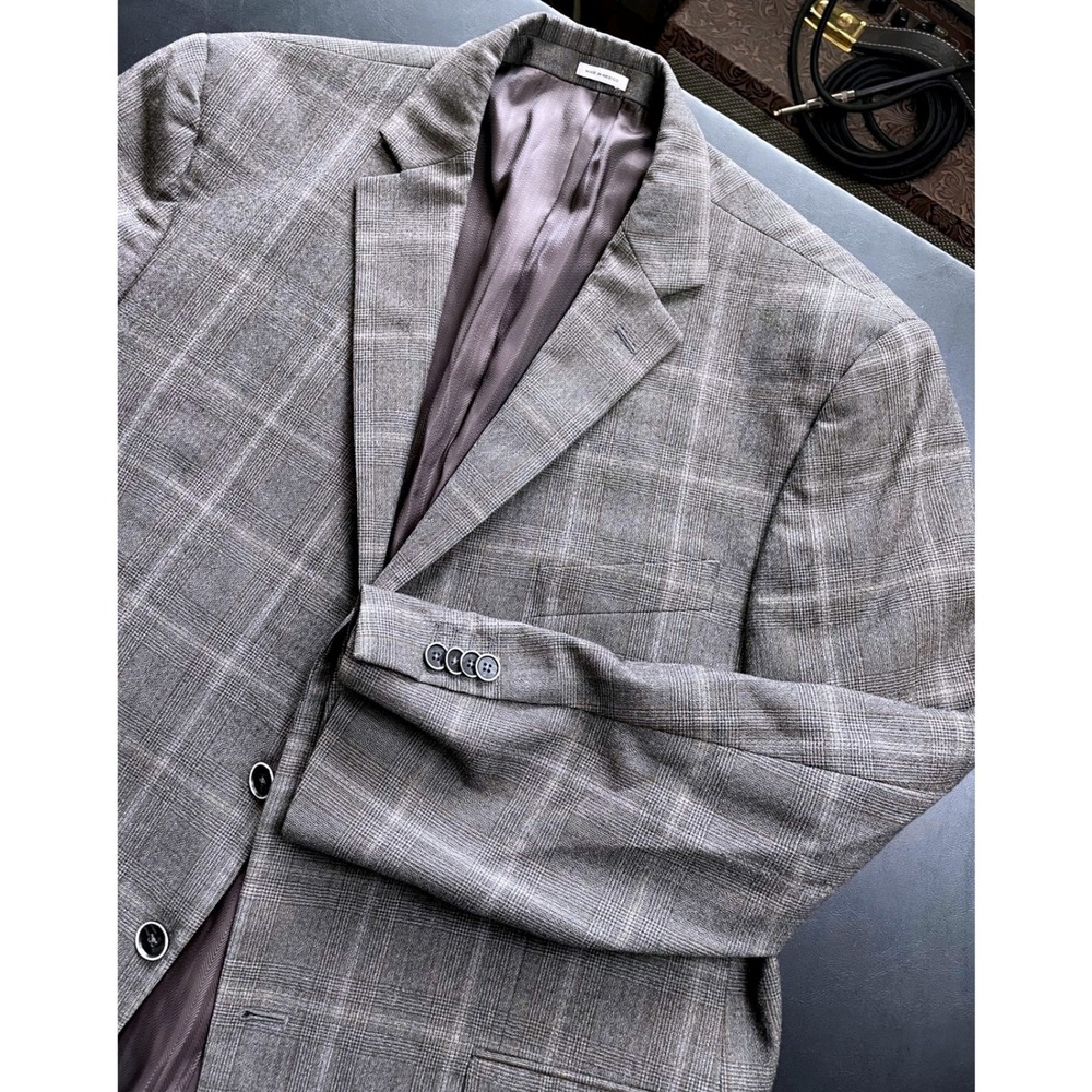 Joseph Abboud Heritage 46S Brown Plaid 100% Wool  Blazer Mens